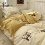 Pisoshare Solid White Fashion Style Bedding Set Twin Full Queen King Size Bed Linen Adults Kids