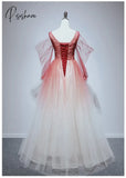 Pisoshare - Sparkling Red Gradient Wedding Evening Party Dress Formal Prom Gown A-Line Christmas