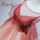 Pisoshare - Sparkling Red Gradient Wedding Evening Party Dress Formal Prom Gown A-Line Christmas