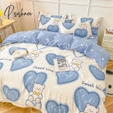 Pisoshare Spring Bedding Set Fashion Cartoon Kids Single Double Queen Size Flat Sheet Duvet Cover