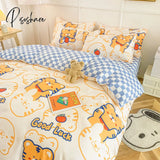 Pisoshare Spring Bedding Set Fashion Cartoon Kids Single Double Queen Size Flat Sheet Duvet Cover