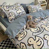 Pisoshare Spring Bedding Set Fashion Cartoon Kids Single Double Queen Size Flat Sheet Duvet Cover