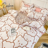 Pisoshare Spring Bedding Set Fashion Cartoon Kids Single Double Queen Size Flat Sheet Duvet Cover