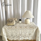 Pisoshare Square Small Table Cloth - Ivory Crochet Tablecloth Dust Cover Bedside 60X60