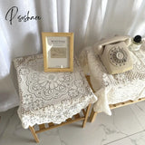 Pisoshare Square Small Table Cloth - Ivory Crochet Tablecloth Dust Cover Bedside 60X60
