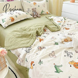 Pisoshare Summer Thin Cool Quilt Pillowcase Bed Sheet 4Pcs Set Home Textiles Soy Fiber Duvet