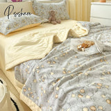 Pisoshare Summer Thin Cool Quilt Pillowcase Bed Sheet 4Pcs Set Home Textiles Soy Fiber Duvet