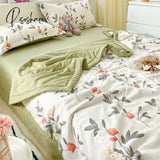 Pisoshare Summer Thin Cool Quilt Pillowcase Bed Sheet 4Pcs Set Home Textiles Soy Fiber Duvet