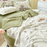 Pisoshare Summer Thin Cool Quilt Pillowcase Bed Sheet 4Pcs Set Home Textiles Soy Fiber Duvet