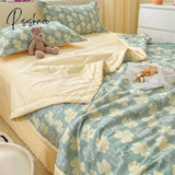 Pisoshare Summer Thin Cool Quilt Pillowcase Bed Sheet 4Pcs Set Home Textiles Soy Fiber Duvet