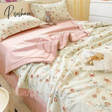 Pisoshare Summer Thin Cool Quilt Pillowcase Bed Sheet 4Pcs Set Home Textiles Soy Fiber Duvet