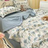 Pisoshare Summer Thin Cool Quilt Pillowcase Bed Sheet 4Pcs Set Home Textiles Soy Fiber Duvet