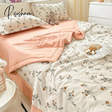 Pisoshare Summer Thin Cool Quilt Pillowcase Bed Sheet 4Pcs Set Home Textiles Soy Fiber Duvet