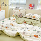 Pisoshare Summer Thin Cool Quilt Pillowcase Bed Sheet 4Pcs Set Home Textiles Soy Fiber Duvet