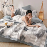 Pisoshare Summer Washed Cotton Quilt Air-Conditioning Comforter Soft Breathable Blanket Thin Leaf