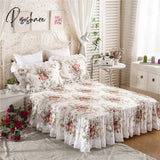 Pisoshare Top Floral Print Ruffle Bedspread Mattress Cover Egypt Cotton Bedclothes Sheet Princess