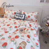 Pisoshare Tulips Duvet Cover Set With Flat Sheet Pillowcases Fashion Twin Double Queen Size Bed