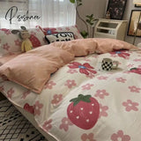 Pisoshare Tulips Duvet Cover Set With Flat Sheet Pillowcases Fashion Twin Double Queen Size Bed