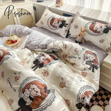 Pisoshare Tulips Duvet Cover Set With Flat Sheet Pillowcases Fashion Twin Double Queen Size Bed