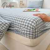 Pisoshare Washed Cotton Fitted Sheet Non Slip Elastic Band Around Mattress Cover Bed And Pillowcase