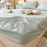 Pisoshare Washed Cotton Fitted Sheet Non Slip Elastic Band Around Mattress Cover Bed And Pillowcase