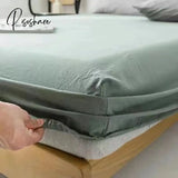 Pisoshare Washed Cotton Fitted Sheet Non Slip Elastic Band Around Mattress Cover Bed And Pillowcase