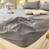 Pisoshare Washed Cotton Fitted Sheet Non Slip Elastic Band Around Mattress Cover Bed And Pillowcase