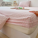 Pisoshare Washed Cotton Fitted Sheet Non Slip Elastic Band Around Mattress Cover Bed And Pillowcase