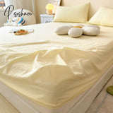 Pisoshare Washed Cotton Fitted Sheet Non Slip Elastic Band Around Mattress Cover Bed And Pillowcase