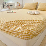 Pisoshare Washed Cotton Fitted Sheet Non Slip Elastic Band Around Mattress Cover Bed And Pillowcase