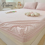 Pisoshare Washed Cotton Fitted Sheet Non Slip Elastic Band Around Mattress Cover Bed And Pillowcase