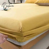 Pisoshare Washed Cotton Fitted Sheet Non Slip Elastic Band Around Mattress Cover Bed And Pillowcase