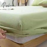 Pisoshare Washed Cotton Fitted Sheet Non Slip Elastic Band Around Mattress Cover Bed And Pillowcase