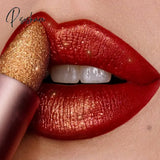 Pisoshare Waterproof Nude Glitter Lipstick 9 Colors Long Lasting Non-Stick Cup Velve Red Mermaid