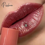 Pisoshare Waterproof Nude Glitter Lipstick 9 Colors Long Lasting Non-Stick Cup Velve Red Mermaid