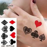 Pisoshare Waterproof Temporary Tattoo Stickere Black Hand Drawn Heart Design Body Art Fake Flash