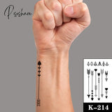 Pisoshare Waterproof Temporary Tattoo Stickere Black Hand Drawn Heart Design Body Art Fake Flash