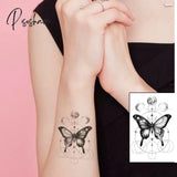 Pisoshare Waterproof Temporary Tattoo Stickere Black Hand Drawn Heart Design Body Art Fake Flash