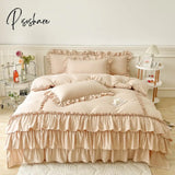 Pisoshare White Cake Layers Big Lace Ruffles Girls Duvet Cover Set Pillowcases Bed Skirt Or Sheet