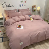 Pisoshare White Pink Bedding Set Nordic Boys Girls Single Double Queen Size Flat Sheet Duvet Cover