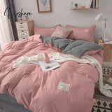 Pisoshare White Pink Bedding Set Nordic Boys Girls Single Double Queen Size Flat Sheet Duvet Cover