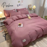 Pisoshare White Pink Bedding Set Nordic Boys Girls Single Double Queen Size Flat Sheet Duvet Cover