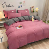 Pisoshare White Pink Bedding Set Nordic Boys Girls Single Double Queen Size Flat Sheet Duvet Cover