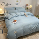 Pisoshare White Pink Bedding Set Nordic Boys Girls Single Double Queen Size Flat Sheet Duvet Cover