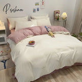 Pisoshare White Pink Bedding Set Nordic Boys Girls Single Double Queen Size Flat Sheet Duvet Cover