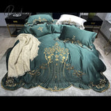 Pisoshare White Soft Satin Cotton Gold Embroidery European Palace Bedding Set Double Duvet Cover