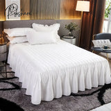 Pisoshare White Thicken Quilted Princess Bedding Bed Skirt Pillowcases With Cotton Winter Warm