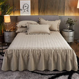 Pisoshare White Thicken Quilted Princess Bedding Bed Skirt Pillowcases With Cotton Winter Warm