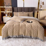 Pisoshare Winter Warm Bedding Set Luxury Double Sided Velvet Duvet Cover Fitted Bed Sheet And