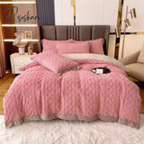 Pisoshare Winter Warm Bedding Set Luxury Double Sided Velvet Duvet Cover Fitted Bed Sheet And